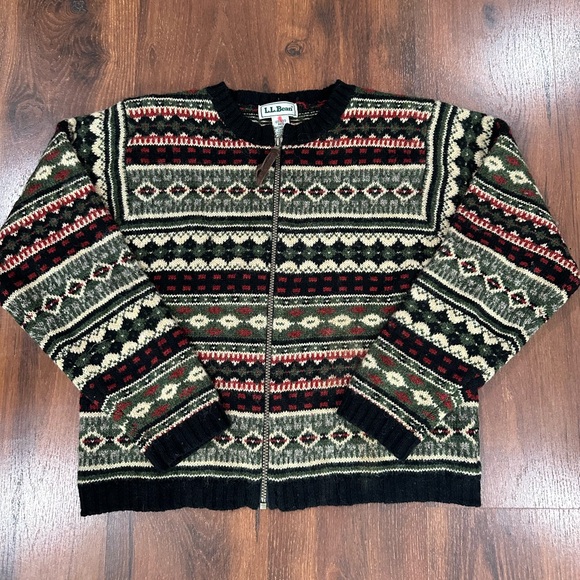 Vintage L.L.Bean women's 100% wool full zip cardigan sweater Sz M - Picture 1 of 7